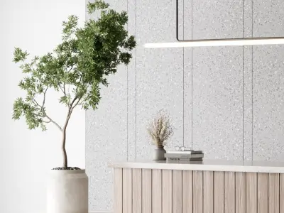 Reception Desk and Wall decor - office furniture 29 3D model