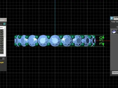 U Shaped Eternity Ring 3 point 5 mm stone size swiss 18 and EU58 3D print model