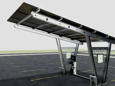 Solar Carport-1 Car Carport-3x3 Panels-Type-1 3D model