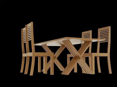 Table set Pack 08 Low-poly 3D model