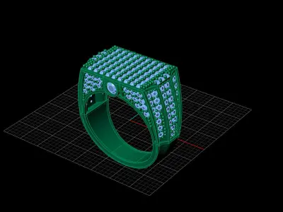 Print Ready STL 3DM  Gents Rings Diamond Men Ring  3D print model 241