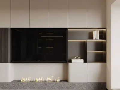 Modern living room dining room interior scenes 516 3D model