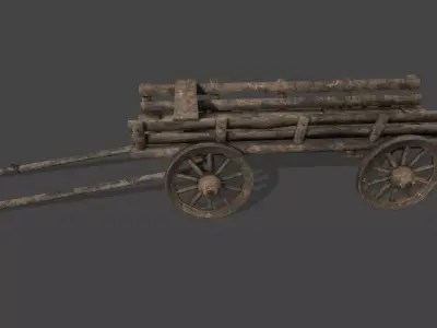 Wooden  Cart Low-poly 3D model