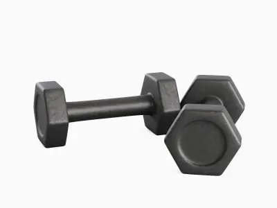 Small Rubber Dumbbell 01 3D model