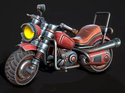Stylized Motorcycle Low-poly 3D model