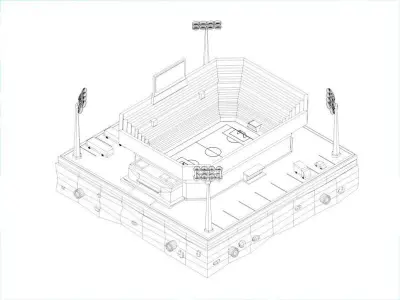 Cartoon Low Poly City Stadium Low-poly 3D model
