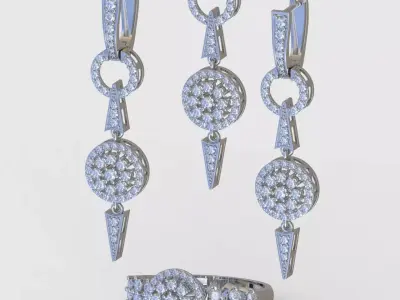 Ring Earring and Pendant Set 3D printable model 0086 3D Model Pack