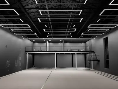 3D CAR STUDIO SCENE warehouse SCI FI futuristic 3D model