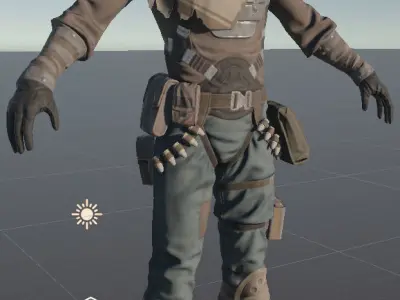 Soldier man in gas mask Low-poly 3D model