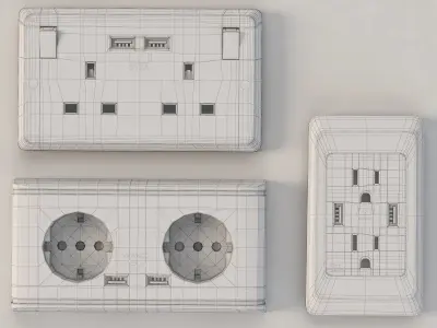 Electrical Plug and Switches Adapter with Usb Outlets 3D model