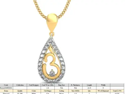 Solitaire Women Pendant 3dm STL OBJ FBX Renders Details 3D print model 81