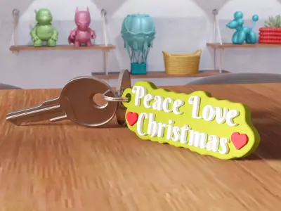 Peace Love Christmas Heart Keychain - 468 3D print model