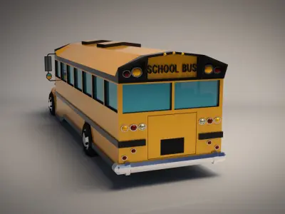 Low-Poly Cartoon School Bus Low-poly 3D model