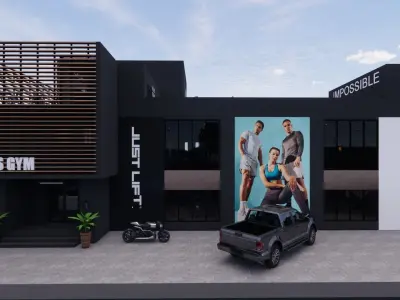 GYM CENTER WITH SAUNA AND SQAUSH COURT 3D model