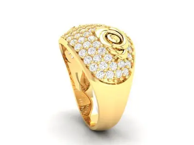 Luxury Rose Flower Pave Diamond Ring for Women 3D Model 474 3D print model