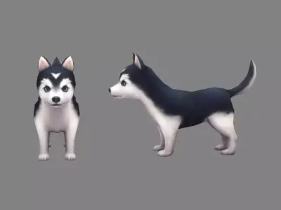 Cartoon puppy - Alaska - baby dog Low-poly 3D model