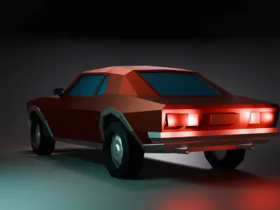 Low Poly Old Muscle Car Low-poly 3D model