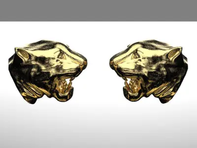 Panther Head Pendant Studs 3D print model