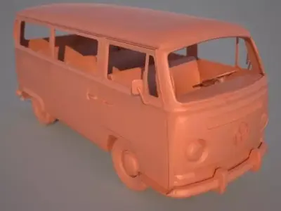 Volkswagen Kombi 1970 printable scale 1 to 10 3D print model