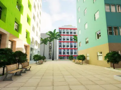 City Downtown Skyscraper Street - Unreal - Lot 04 Low-poly 3D model