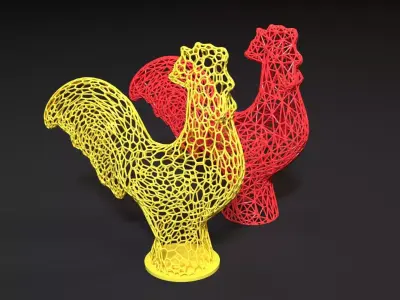 Rooster two sculptures 3D print model