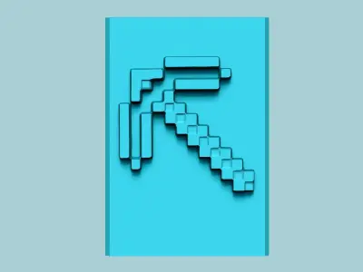 Stamp 86 - Minecraft PickAxe - Fondant Decoration Maker Toy 3D print model