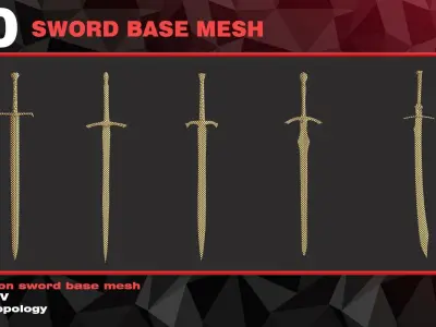 10 SWORD BASE MESH- VOL 01  Low-poly 3D model