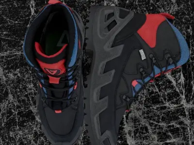 VANEDA 3D BOOTS - BLACK - RED - BLUE Low-poly 3D model