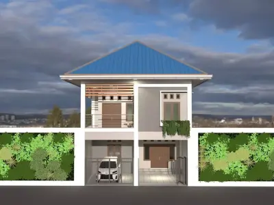 Minimalis Modern House Mix Used With Mini Store Design 3D model