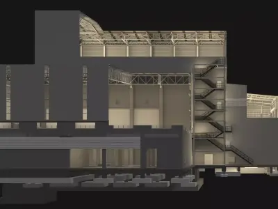 Industrial building in cutaway section 25i17 3D model