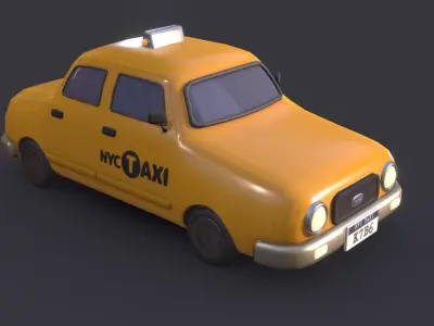 Cute NYC Taxi Low-poly 3D model
