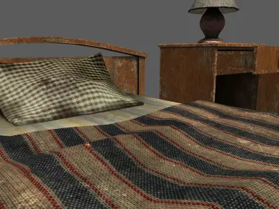 Old Bed Lamp and Bedside Table Pack Free low-poly 3D model