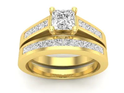 AV 568 Diamond Ladies Bridal Engagement Ring With Matching Band 3D print model