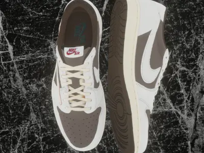 AIR JORDAN 1 LOW TRAVIS SCOTT MOCHA 3D SHOES Low-poly 3D model