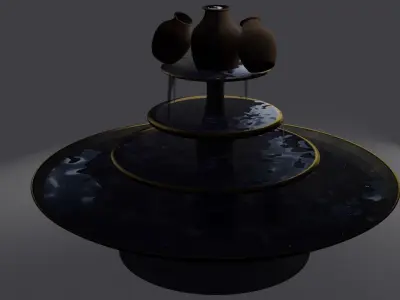 Fuente fountain with three vases on top Free 3D model