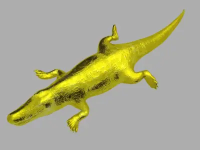 Gold alligator crocodile reptile lizard wildlife teeth skin 3D model