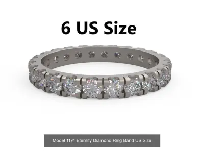 Eternity Diamond Ring Band US Size 3D Model Pack