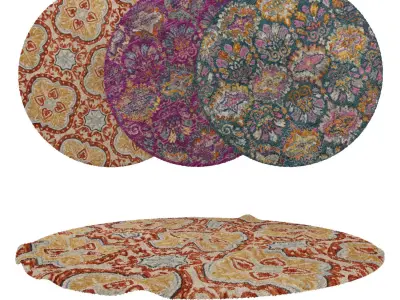 Round Rug Set 163 3D model