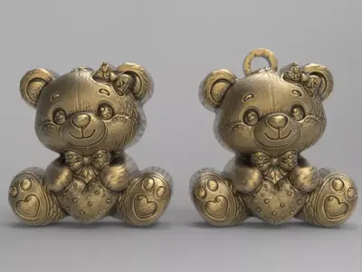 love teddy with ribbon bow decor  3D print model