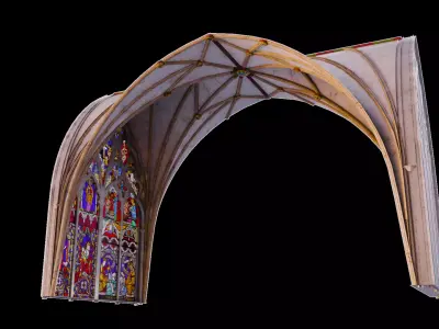Gothic Nave Decorated Vault Stained Glass - ONLY  Low-poly 3D model