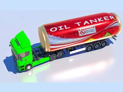 Premium Oil Tanker Truck Fuel Tanker 3D Model - High-Quality Low-poly 3D model