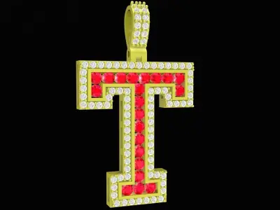 Letter T Diamond Pendant Jewelry 3D Model 4167 3D print model