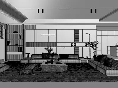 Modern living room 3D model  3D model