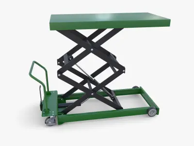 Scissor Lift Table Green Low-poly 3D model
