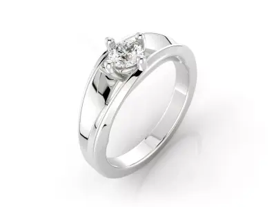 D-1699 diamond solitaire engagement ring 3D print model