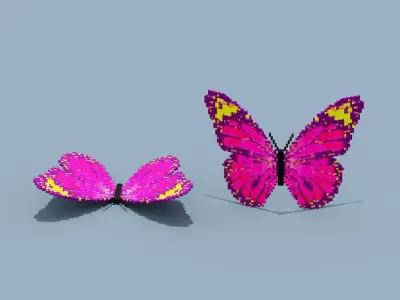 Voxel Butterfly Low-poly 3D model