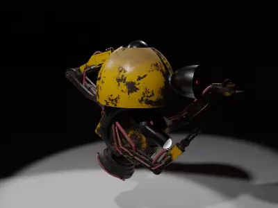 Old mechanical robot Low-poly 3D model