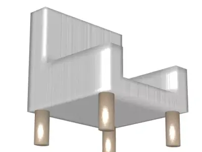 Silver Single Luxury Sofa 3D model