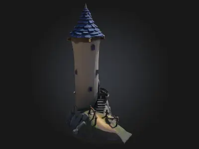 Enchanted Tower  A Mystical Retreat Above the Clouds 3D model