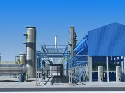 Refinery oil Low-poly 3D model